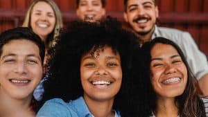 healthy smiling friends